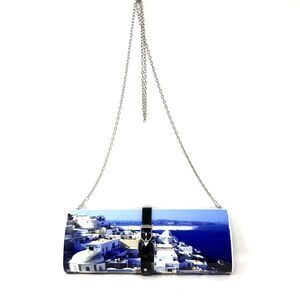 MMS Design Studio Santorini Greece Crossbody Clutch Bag Oia Coastal Photo Unique